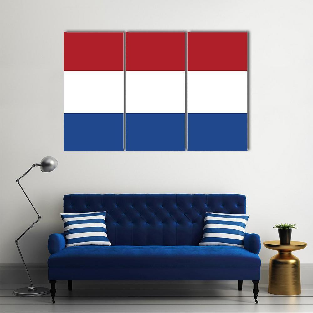 Flag Of Netherlands Canvas Wall Art-3 Horizontal-Gallery Wrap-37" x 24"-Tiaracle