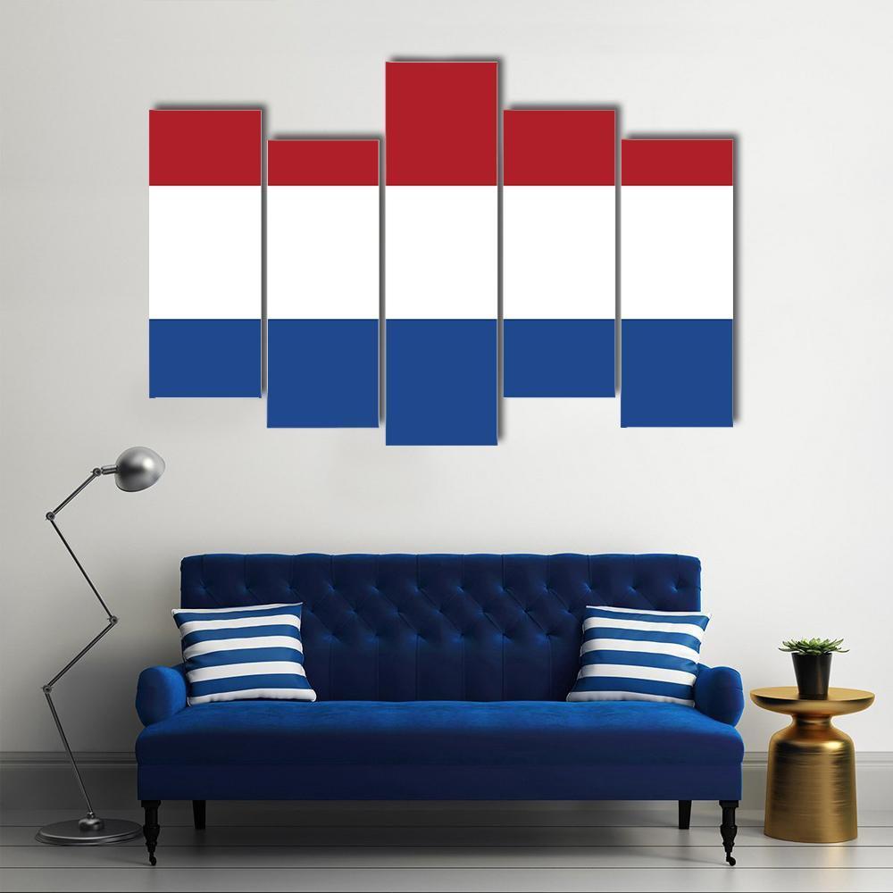 Flag Of Netherlands Canvas Wall Art-5 Pop-Gallery Wrap-47" x 32"-Tiaracle