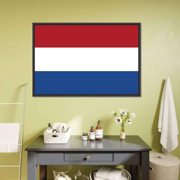 Flag Of Netherlands Canvas Wall Art-1 Piece-Floating Frame-24" x 16"-Tiaracle