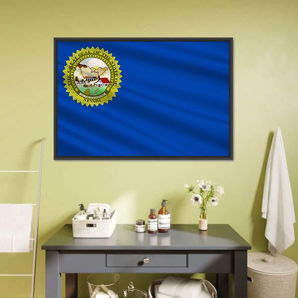Flag Of Nevada Canvas Wall Art-1 Piece-Floating Frame-24" x 16"-Tiaracle