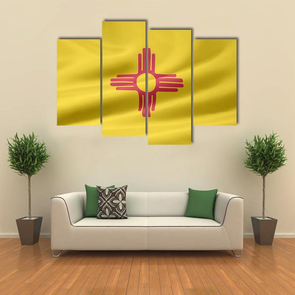 Flag Of New Mexico Canvas Wall Art-4 Pop-Gallery Wrap-50" x 32"-Tiaracle