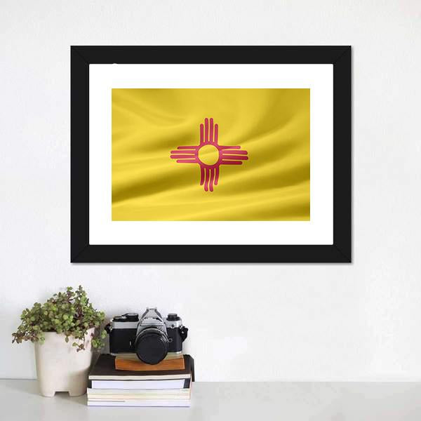 Flag Of New Mexico Canvas Wall Art-1 Piece-Framed Print-20" x 16"-Tiaracle
