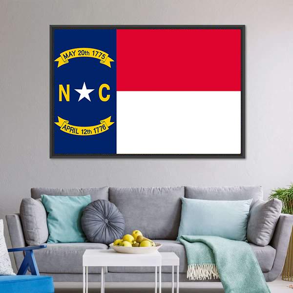 Flag Of North Carolina Canvas Wall Art-3 Horizontal-Gallery Wrap-25" x 16"-Tiaracle