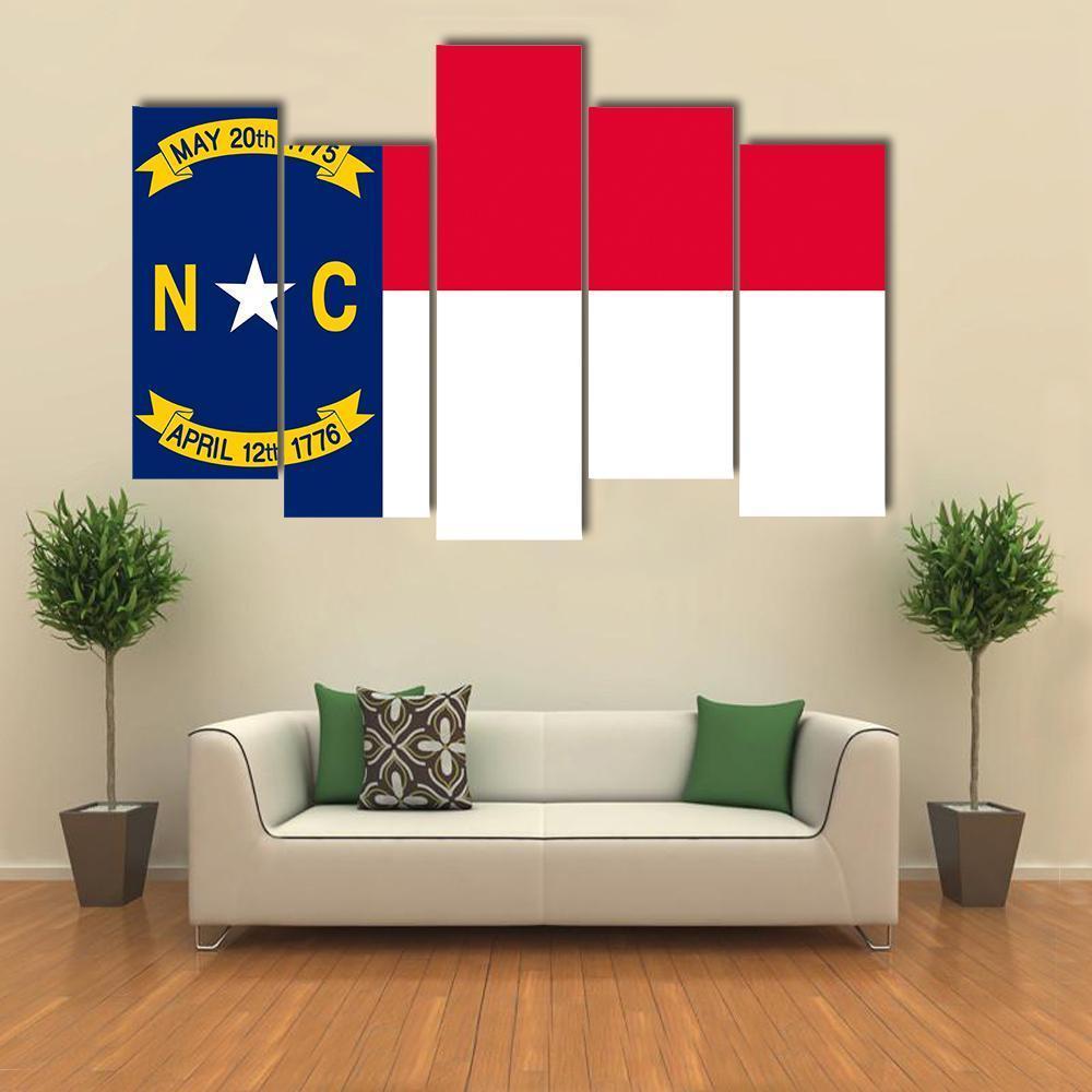 Flag Of North Carolina Canvas Wall Art-5 Pop-Gallery Wrap-47" x 32"-Tiaracle