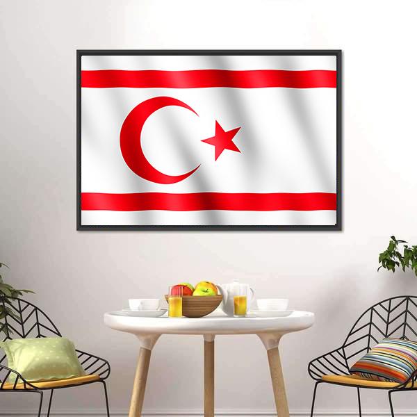 Flag Of Northern Cyprus Canvas Wall Art-3 Horizontal-Gallery Wrap-25" x 16"-Tiaracle