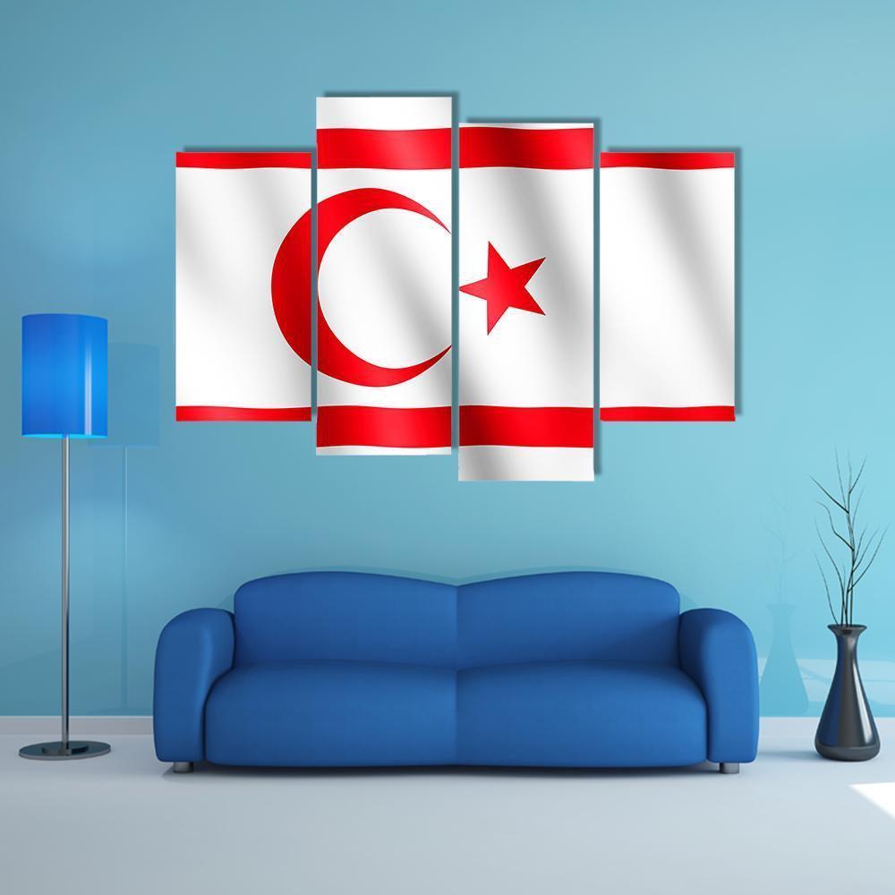 Flag Of Northern Cyprus Canvas Wall Art-4 Pop-Gallery Wrap-50" x 32"-Tiaracle
