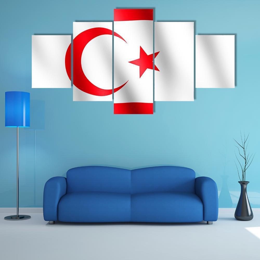 Flag Of Northern Cyprus Canvas Wall Art-5 Star-Gallery Wrap-62" x 32"-Tiaracle