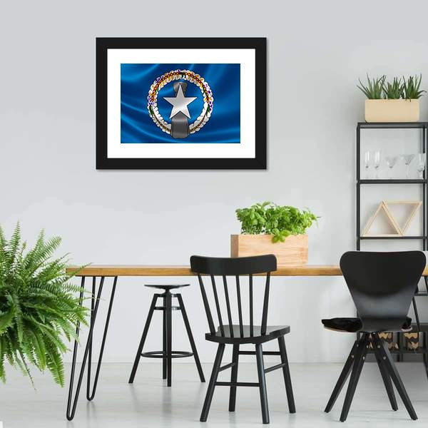 Flag Of Northern Mariana Islands Canvas Wall Art-3 Horizontal-Gallery Wrap-25" x 16"-Tiaracle
