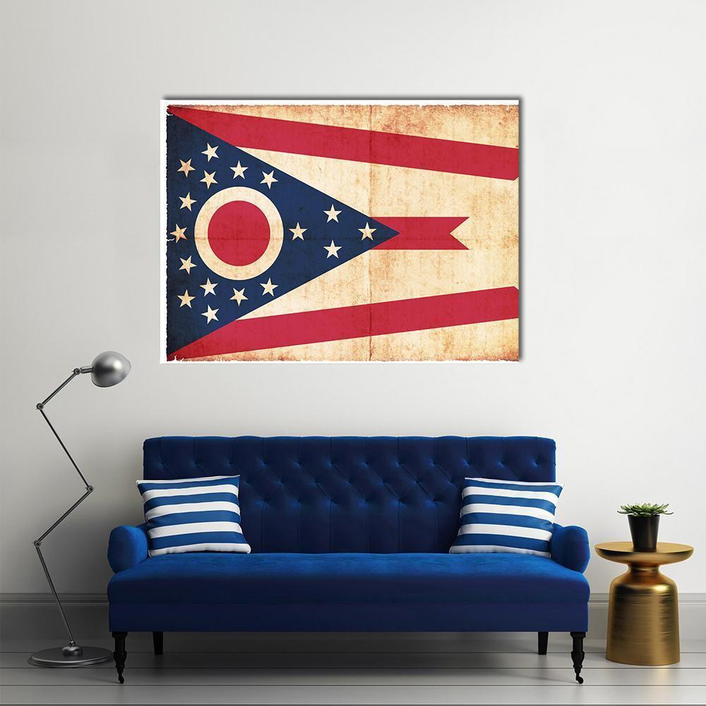 Flag Of Ohio Canvas Wall Art-1 Piece-Gallery Wrap-48" x 32"-Tiaracle