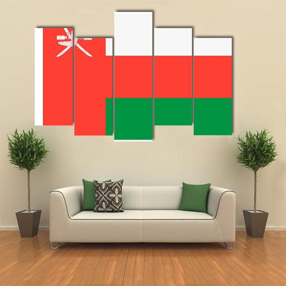 Flag Of Oman Canvas Wall Art-5 Pop-Gallery Wrap-47" x 32"-Tiaracle