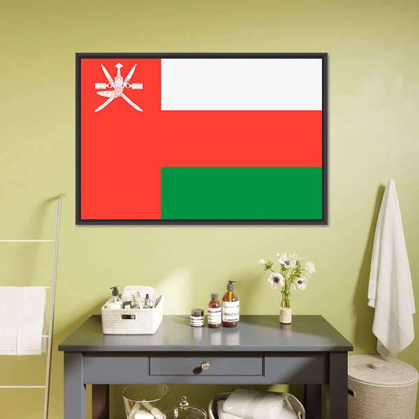Flag Of Oman Canvas Wall Art-1 Piece-Floating Frame-24" x 16"-Tiaracle