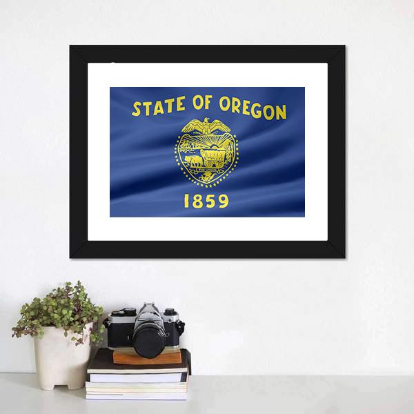 Flag Of Oregon Canvas Wall Art-1 Piece-Framed Print-20" x 16"-Tiaracle