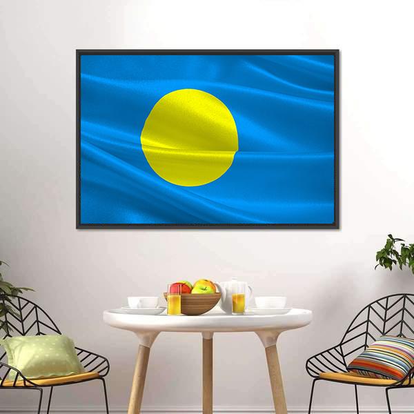 Flag Of Palau Canvas Wall Art-3 Horizontal-Gallery Wrap-25" x 16"-Tiaracle