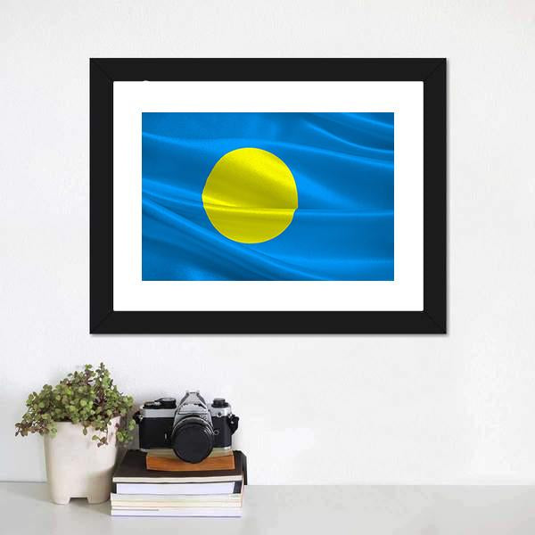 Flag Of Palau Canvas Wall Art-1 Piece-Framed Print-20" x 16"-Tiaracle