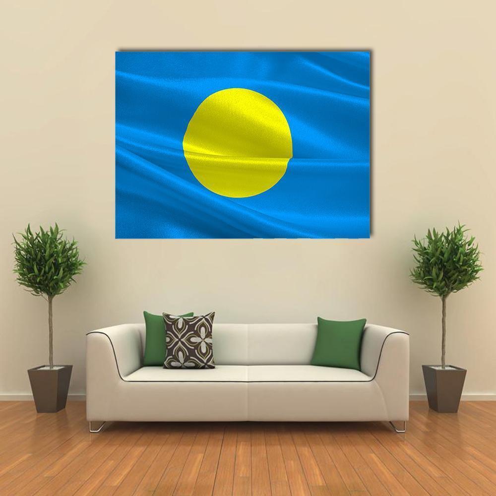 Flag Of Palau Canvas Wall Art-1 Piece-Gallery Wrap-48" x 32"-Tiaracle