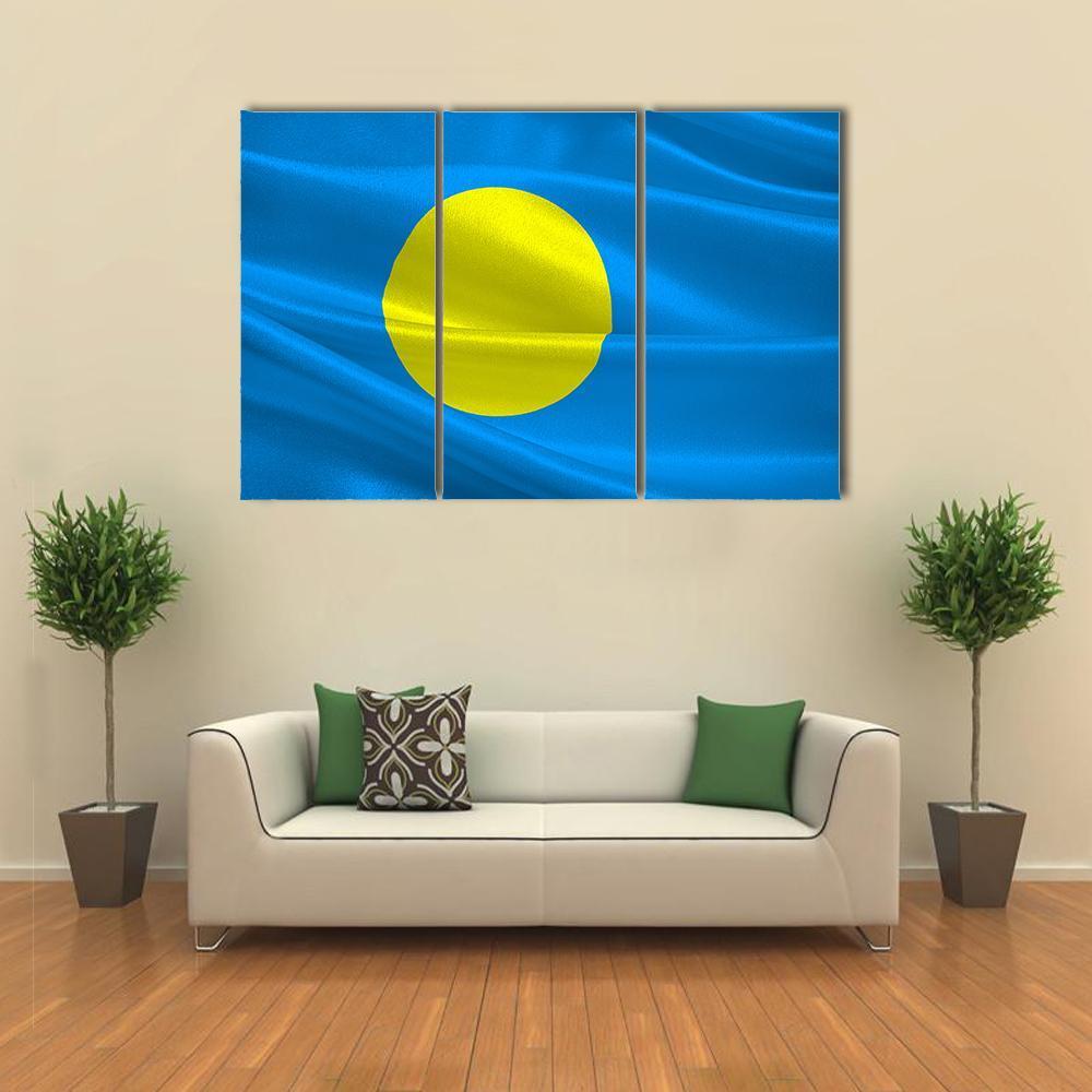 Flag Of Palau Canvas Wall Art-3 Horizontal-Gallery Wrap-37" x 24"-Tiaracle