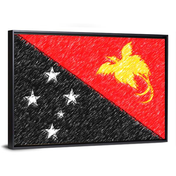 Flag Of Papua New Guinea Canvas Wall Art-3 Horizontal-Gallery Wrap-25" x 16"-Tiaracle