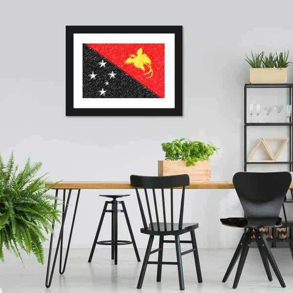 Flag Of Papua New Guinea Canvas Wall Art-3 Horizontal-Gallery Wrap-25" x 16"-Tiaracle