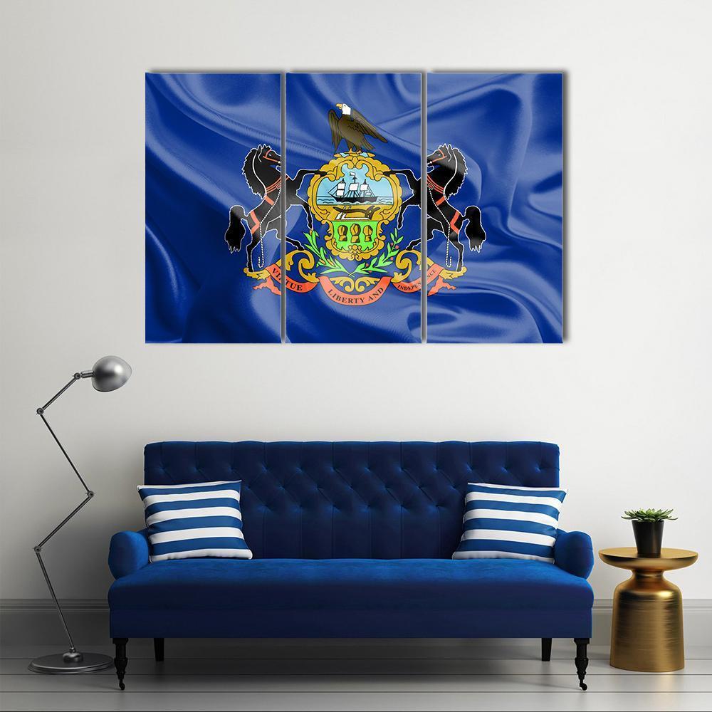 Flag Of Pennsylvania Canvas Wall Art-3 Horizontal-Gallery Wrap-37" x 24"-Tiaracle