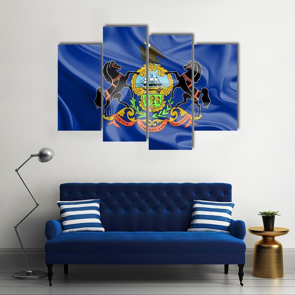 Flag Of Pennsylvania Canvas Wall Art-4 Pop-Gallery Wrap-50" x 32"-Tiaracle