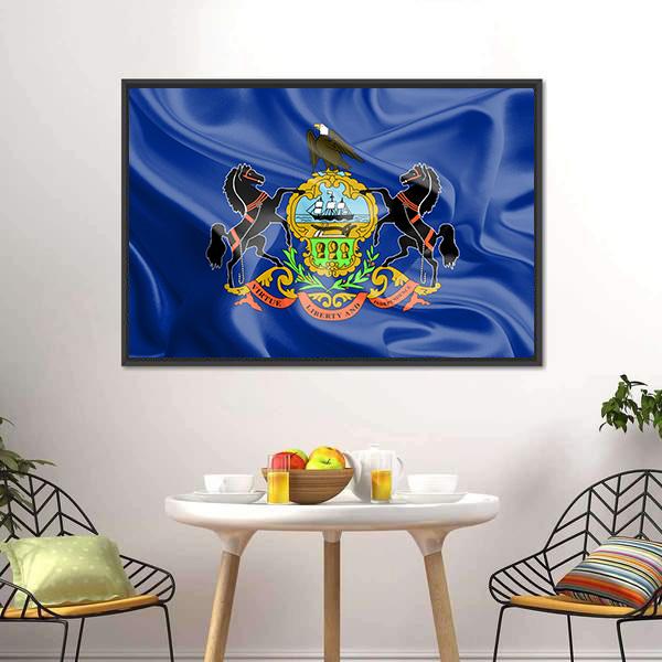 Flag Of Pennsylvania Canvas Wall Art-3 Horizontal-Gallery Wrap-25" x 16"-Tiaracle