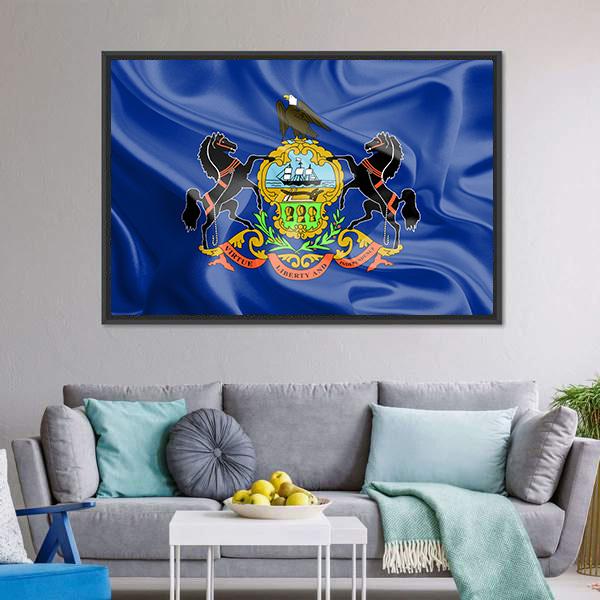 Flag Of Pennsylvania Canvas Wall Art-3 Horizontal-Gallery Wrap-25" x 16"-Tiaracle