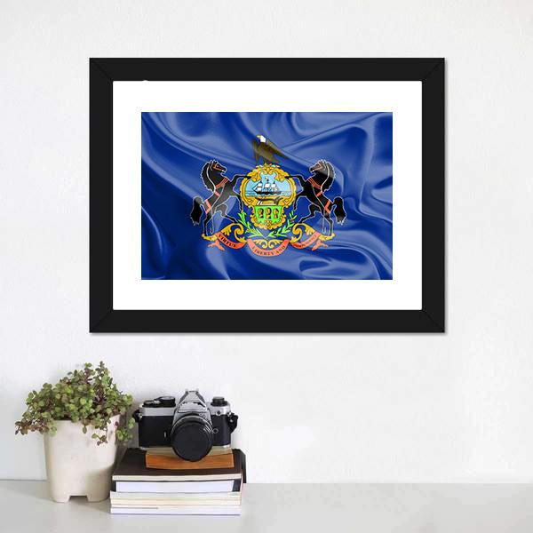 Flag Of Pennsylvania Canvas Wall Art-1 Piece-Framed Print-20" x 16"-Tiaracle