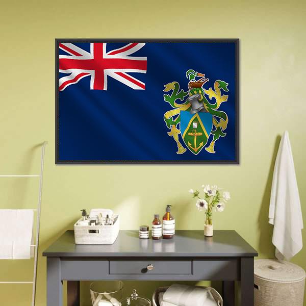 Flag Of Pitcairn Islands Canvas Wall Art-1 Piece-Floating Frame-24" x 16"-Tiaracle