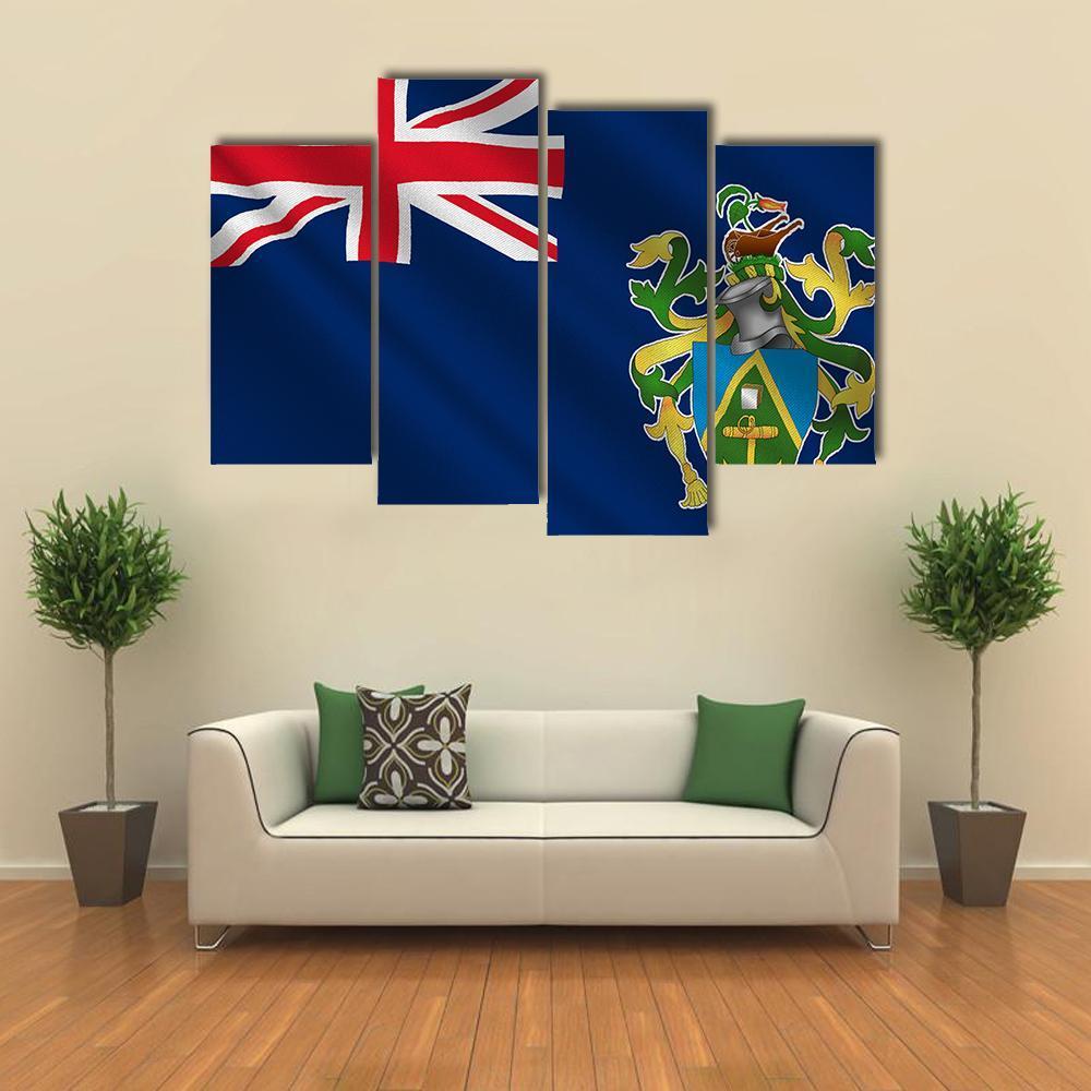 Flag Of Pitcairn Islands Canvas Wall Art-4 Pop-Gallery Wrap-50" x 32"-Tiaracle