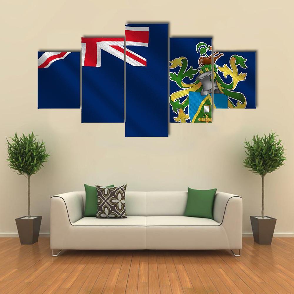 Flag Of Pitcairn Islands Canvas Wall Art-5 Star-Gallery Wrap-62" x 32"-Tiaracle