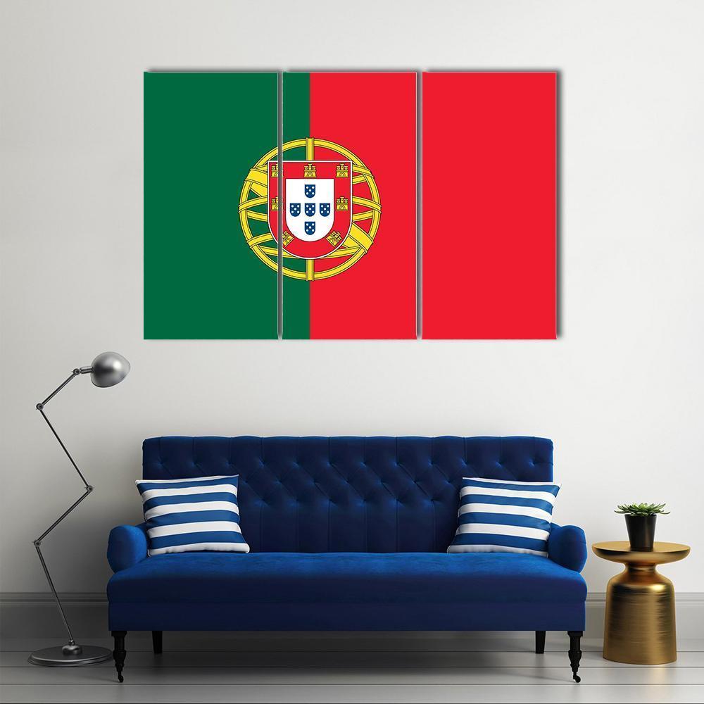 Flag Of Portugal Canvas Wall Art-3 Horizontal-Gallery Wrap-37" x 24"-Tiaracle