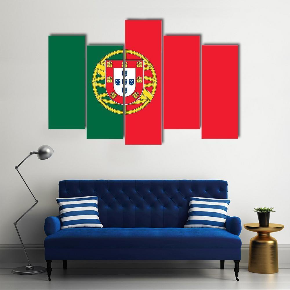 Flag Of Portugal Canvas Wall Art-5 Pop-Gallery Wrap-47" x 32"-Tiaracle
