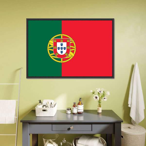 Flag Of Portugal Canvas Wall Art-1 Piece-Floating Frame-24" x 16"-Tiaracle