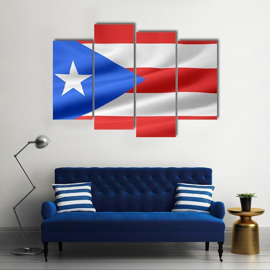Flag Of Puerto Rico Canvas Wall Art-4 Pop-Gallery Wrap-50" x 32"-Tiaracle
