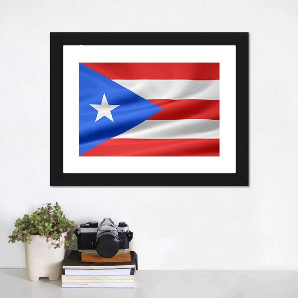 Flag Of Puerto Rico Canvas Wall Art-1 Piece-Framed Print-20" x 16"-Tiaracle