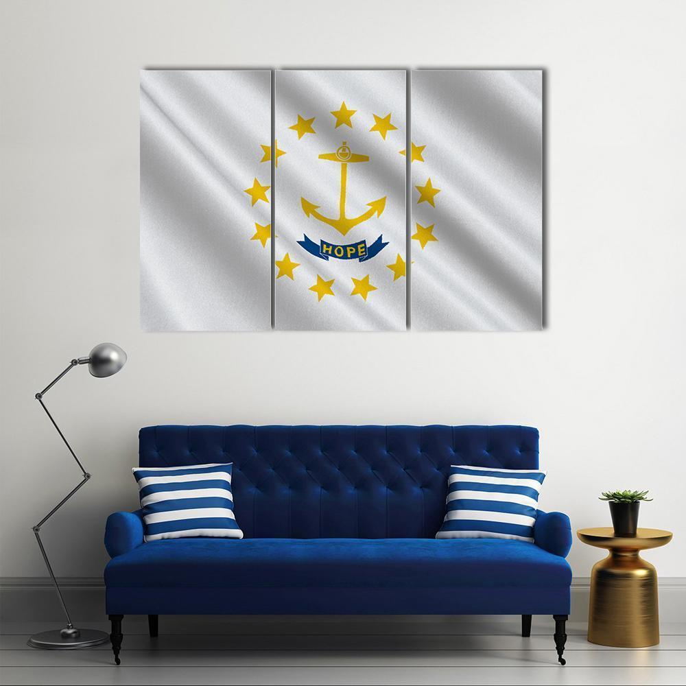 Flag Of Rhode Island Canvas Wall Art-3 Horizontal-Gallery Wrap-37" x 24"-Tiaracle