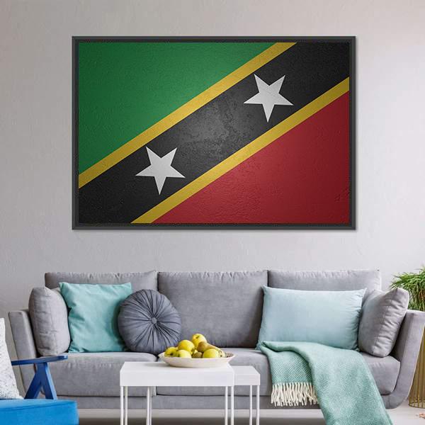 Flag Of Saint Kitts And Nevis Canvas Wall Art-3 Horizontal-Gallery Wrap-25" x 16"-Tiaracle