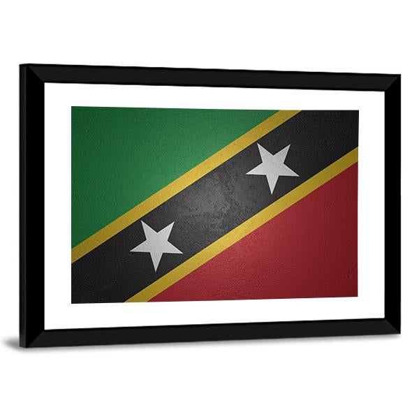 Flag Of Saint Kitts And Nevis Canvas Wall Art-3 Horizontal-Gallery Wrap-25" x 16"-Tiaracle
