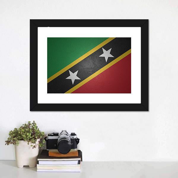 Flag Of Saint Kitts And Nevis Canvas Wall Art-1 Piece-Framed Print-20" x 16"-Tiaracle