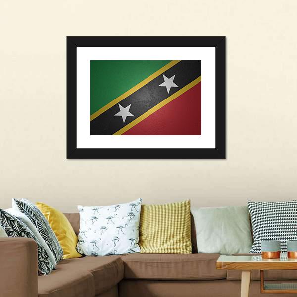 Flag Of Saint Kitts And Nevis Canvas Wall Art-3 Horizontal-Gallery Wrap-25" x 16"-Tiaracle