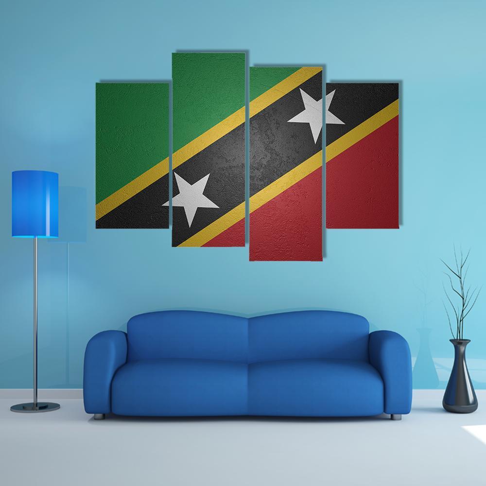 Flag Of Saint Kitts And Nevis Canvas Wall Art-4 Pop-Gallery Wrap-50" x 32"-Tiaracle