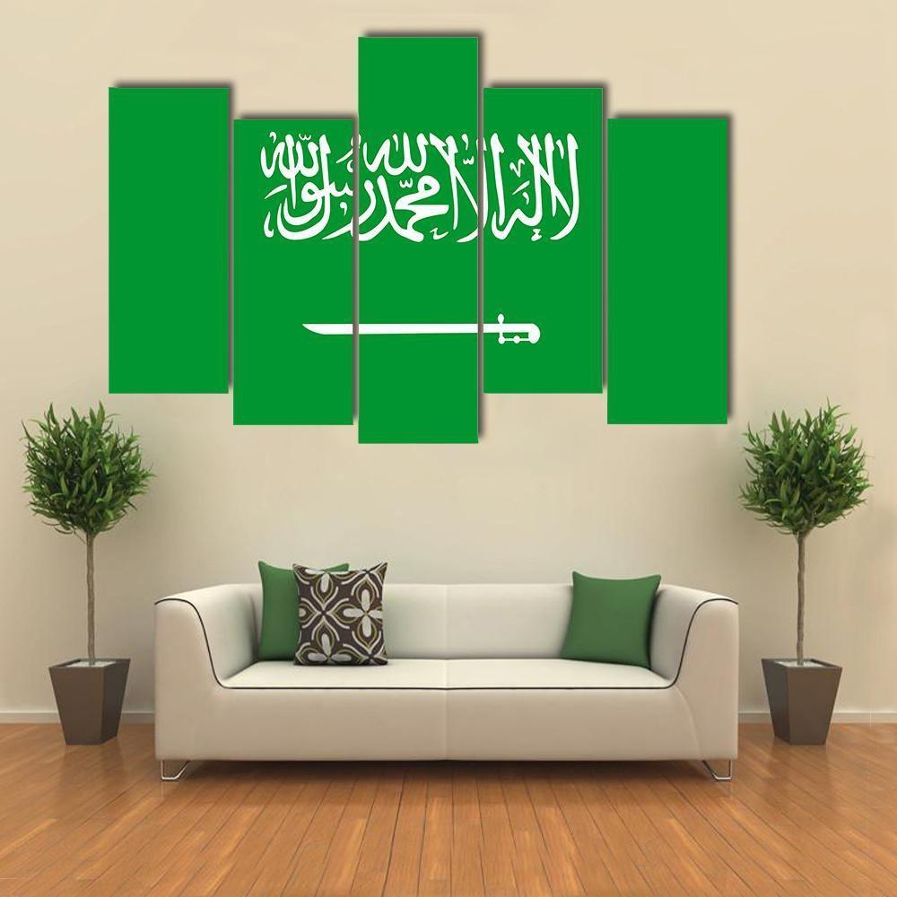 Flag Of Saudi Arabia Canvas Wall Art-5 Pop-Gallery Wrap-47" x 32"-Tiaracle