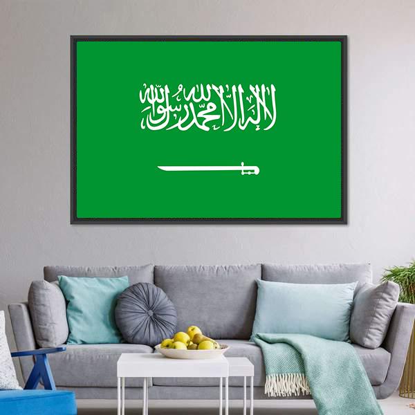 Flag Of Saudi Arabia Canvas Wall Art-3 Horizontal-Gallery Wrap-25" x 16"-Tiaracle