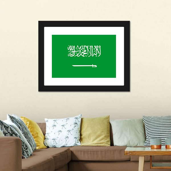 Flag Of Saudi Arabia Canvas Wall Art-3 Horizontal-Gallery Wrap-25" x 16"-Tiaracle
