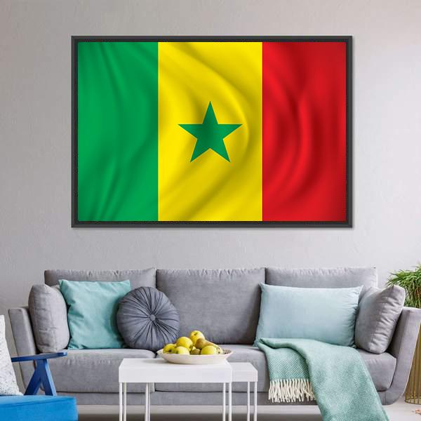 Flag Of Senegal Canvas Wall Art-3 Horizontal-Gallery Wrap-25" x 16"-Tiaracle