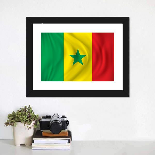 Flag Of Senegal Canvas Wall Art-1 Piece-Framed Print-20" x 16"-Tiaracle