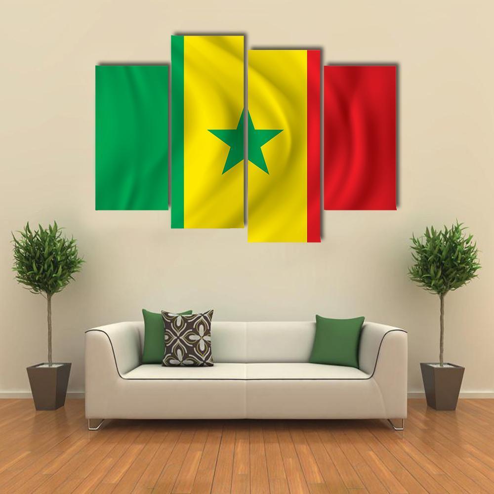 Flag Of Senegal Canvas Wall Art-4 Pop-Gallery Wrap-50" x 32"-Tiaracle