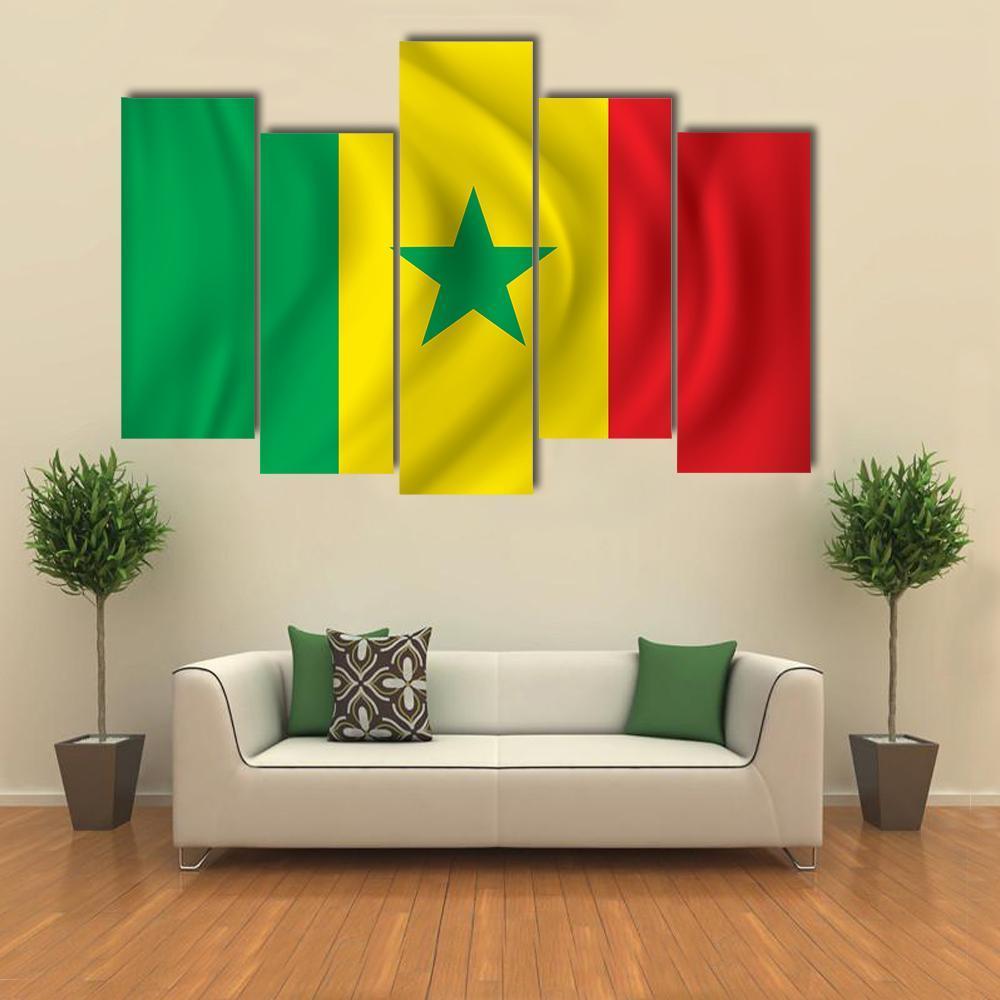 Flag Of Senegal Canvas Wall Art-5 Pop-Gallery Wrap-47" x 32"-Tiaracle