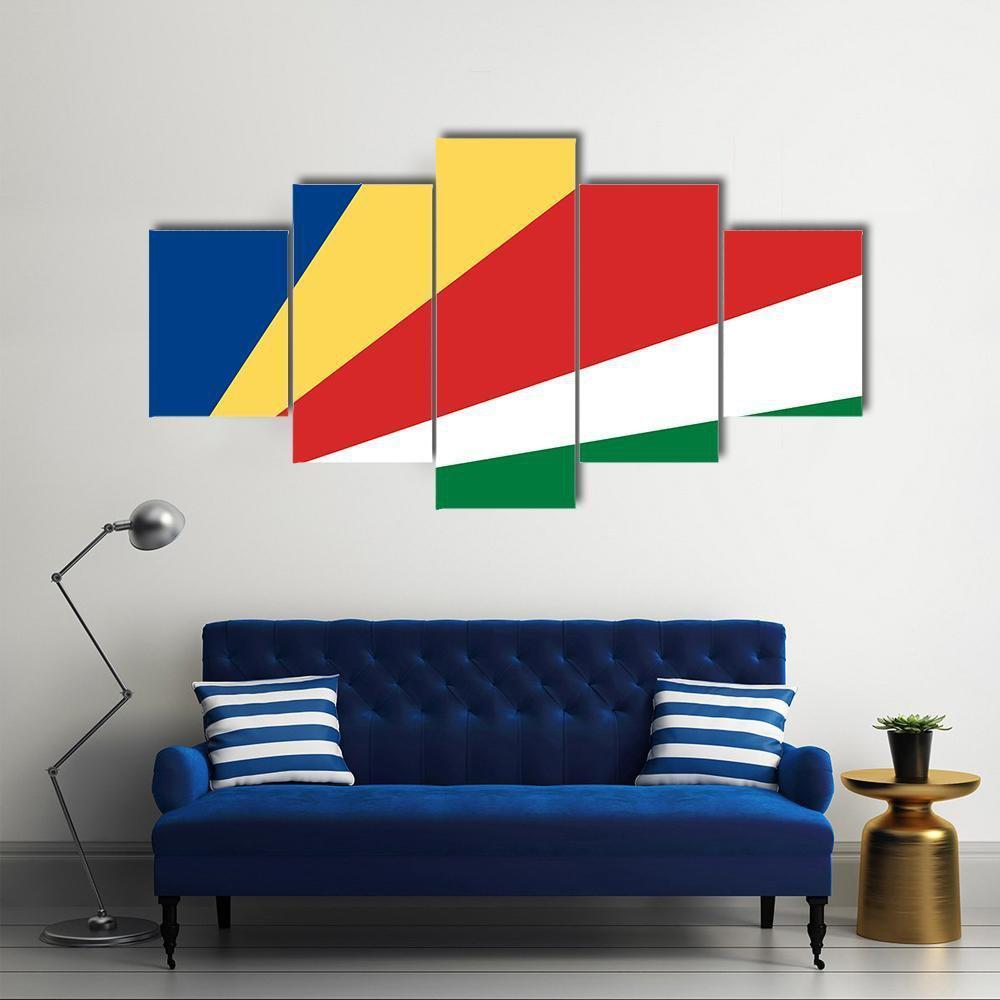Flag Of Seychelles Canvas Wall Art-5 Star-Gallery Wrap-62" x 32"-Tiaracle
