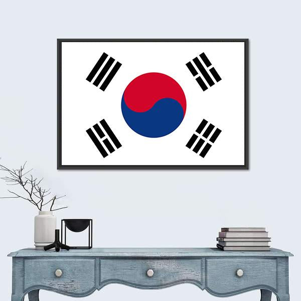 Flag Of South Korea Canvas Wall Art-1 Piece-Floating Frame-24" x 16"-Tiaracle